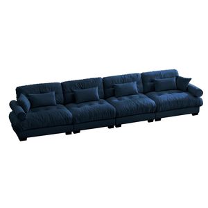 Divano Componibile in Velluto Super Confortevole e Oversize con Pouf Mobile, Braccioli Imbottiti e Tasche Profonde per Soggiorno - Product Image 5