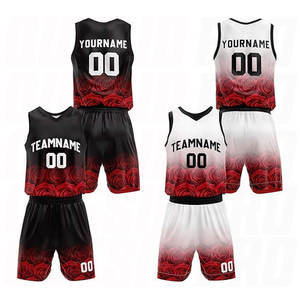Uniforme de baloncesto con estampado digital personalizado en rojo rosa, conjunto de camiseta y pantalones cortos de baloncesto transpirables de secado rápido para adultos - Product Image 1