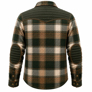 High Quality Men's Motorcycle <b>Flannel</b> Shirt Custom Logo Breathable Winter Protective Riding <b>Jacket</b> Quilted Plaid Outerwear - Product Image 3