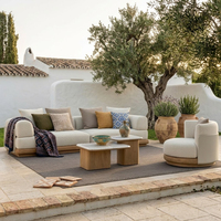 Ensemble de table et canapé d'extérieur en teck de qualité supérieure avec tissu imperméable marin, mobilier de jardin modulaire de luxe pour patio AU Espagne