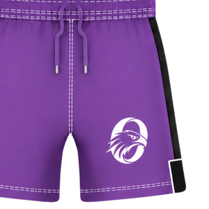 Pantalones Cortos de Rugby Morados y Negros con Cintura Elástica y Cordón Ajustable, Ropa Deportiva Ligera para Entrenamiento y Partidos - Product Image 4