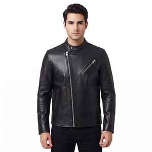 Wholesale Men's PU <b>Leather</b> Eco-Friendly Reversible <b>Long</b> Stand Collar Biker <b>Jacket</b> Zip-Up Full Sleeve Chest Pocket - Product Image 1