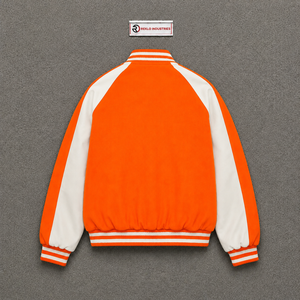 Blouson universitaire en laine orange de haute qualité avec fermeture éclair, style décontracté universitaire, veste polaire coupe classique pour l'automne – En promotion - Product Image 6