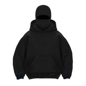 Sweat-shirt à capuche cagoule personnalisé OEM pour homme, en coton épais, double capuche, fermeture éclair intégrale, masque ninja, vente en gros, streetwear - Product Image 3
