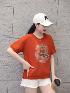 เสื้อยืดผู้หญิงคุณภาพสูง ผ้าฝ้าย คอกลม ปักลายหัวใจสีแดง สไตล์ลำลอง ระบายอากาศได้ดี ทรงปกติ เหมาะสำหรับฤดูร้อน - Product Image 6