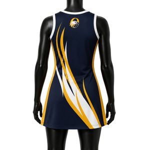 Vestido de Netball Sublimado Azul Marino y Amarillo, Jersey Deportivo sin Mangas para Mujer, Uniforme para Equipo, Ropa de Entrenamiento, Ropa Deportiva - Product Image 2