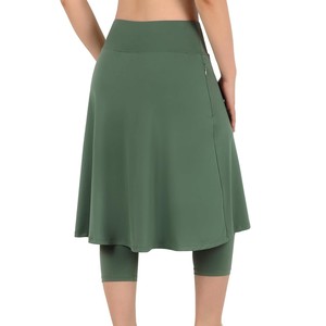 <b>Women</b> Modest Skirt High Waist Solid Customized Color A-Line <b>Skort</b> Pockets Breathable Knitted Casual Mini Eco-Friendly All - Product Image 5