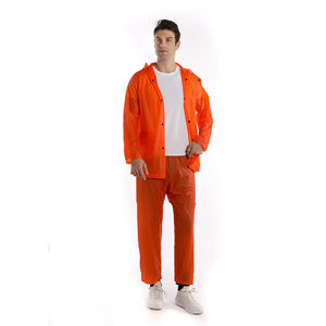 High Quality Rain Suit for Customized Logo Orange <b>PVC</b> Raincoat Lightweight and Windproof with Rain Tracksuit For Man - Product Image 2