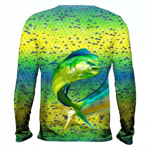Chemises de pêche Mahi Mahi personnalisées haut de gamme, protection UPF 50 ultime, manches longues, sublimation, séchage rapide, respirantes, motif écailles de poisson, fabrication usine - Product Image 2