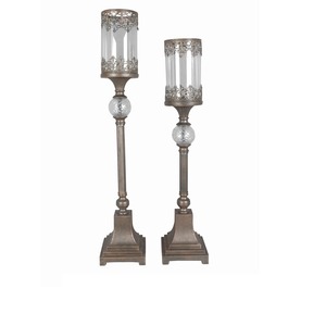 Decorative Antique Style Brass Candle Stand with Glass Shade and <b>Crystal</b> <b>Ball</b> Home Decoration - Product Image 1