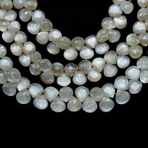 ลูกปัดหินมูนสโตนเจียระไนรูปหัวใจสีเทาขนาด8-8.5มม. สำหรับทำเครื่องประดับ - Product Image 1