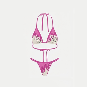 High quality 200 GSM poly spandex leopard <b>bikini</b> <b>set</b> triangle tie up swimwear custom heat transfer logo Women <b>Bikinis</b> <b>Set</b> - Product Image 2