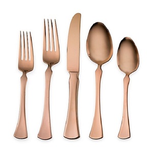 Ensemble de couverts modernes en acier inoxydable poli mat, cuillère, fourchette, couteau dorés, pour cantine, table à manger DIY, taille et forme personnalisables, boîte - Product Image 3