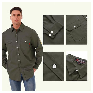 Chemises FR pour hommes 7,5 oz, résistantes à l'eau et ignifuges, vestes de soudage NFPA2112 CAT2, fermeture à boutons-pression, en coton - Product Image 6