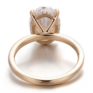 Anillo de Compromiso de Oro Sólido de 14K con Diamante Ovalado Cultivado en Laboratorio de 2.5 CT, Anillo de Boda con Halo Oculto y Diamante Solitario, Regalo de Aniversario para Ella - Product Image 3