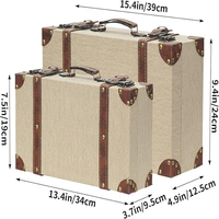 Ensemble de 2 coffres de rangement en cuir avec poignée, coffres décoratifs de voyage, boîtes à souvenirs, décoration rustique de style farmhouse