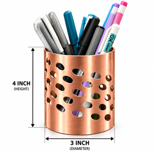 Porte-stylo en métal pour bureau, design creux en cuivre rose doré, organiseur de crayons, fournitures de bureau - Product Image 5