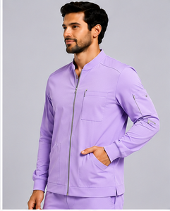 Blouson de travail unisexe haut de gamme en tissu tissé, style bomber, coupe athlétique, fermeture éclair intégrale, uniforme médical, tenue d'hôpital pour médecins et infirmières, vente en gros - Product Image 5