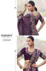 Las más hermosas colecciones de saris de seda de estilo étnico indio para fiestas y festivales, saris de bajo precio para bodas y eventos. - Product Image 3