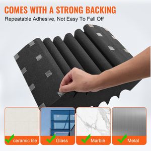 Set di 4 Pannelli Acustici in Schiuma ad Alta Densità, Resistenti al Fuoco, 16,5 X 6,3 X 12 Pollici, Pannelli Adesivi per Pareti Acustiche - Product Image 4