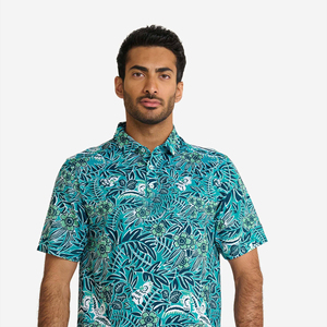 Polo de Manga Corta con Estampado Floral para Hombre, Estilo Casual Tejido, Corte Regular - Product Image 2