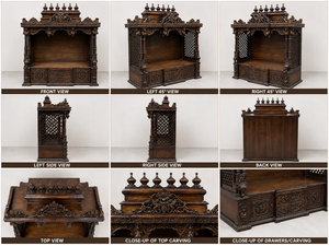 Grand Temple Gopuram en Bois de Teck, Design Premium, Sculpté à la Main, Mandir Swaminarayan en Bois de Teck pour la Maison, Temple Hindou avec Rangement - Product Image 6