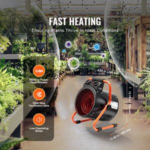 Chauffage Électrique Portable 1500W pour Petite Serre et Tente de Culture, 2 Vitesses avec Protection Contre la Surchauffe, Prise US, Puissance 3000W - Product Image 2