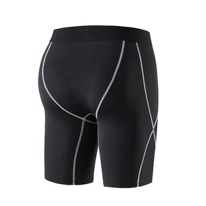 <b>Men</b> Compression <b>Shorts</b> Mid <b>Waist</b> <b>Elastic</b> Quick Dry Spandex Nylon Sporty Solid Black <b>Short</b> <b>Shorts</b> - Product Image 5
