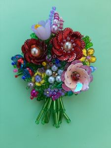 MD HANDICRAFTS Artistic Floral Embroidery <b>Brooch</b> Glass Beads Sequins Vintage Inspired Handmade Design for <b>Women</b> Unisex Wedding - Product Image 5