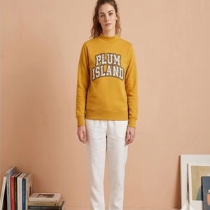 Sweat-shirt en coton tricoté à col rond, coupe oversize et classique, avec motif graphique brodé de lettres universitaires, Plum Island - Product Image 1