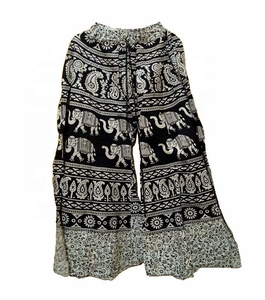 Super Vente Imprimé Éléphant Femmes Coton Palazzo Saison D'été Plat Avant Style Taille pour L'exportation Mondiale Inde GC-AP-168 - Product Image 1