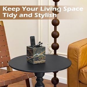 Porte-stylo en marbre, support pour pinceaux de maquillage et brosses à dents en pierre naturelle d'inspiration forestière, conteneur carré en marbre pour bougies, télécommandes - Product Image 4