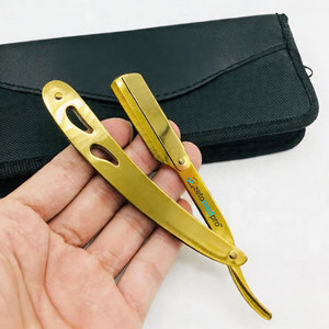 Professional Classic Men's Stainless Steel Straight Edge <b>Razor</b> Eco-Friendly Gold Plasma Barber Shave Single Blade Face Body - Product Image 1