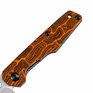 Navajas Plegables con Mango en Espiral Naranja y Negro y Hoja Plateada con Ranura de Apertura con el Pulgar para Uso Diario y Tareas de Corte al Aire Libre - Product Image 6