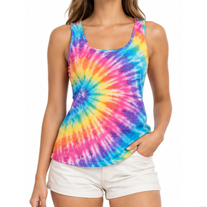 Débardeur décontracté tie-dye pour femme en coton respirant et confortable, idéal pour les loisirs – Commande en gros, fabrication de vêtements sous marque privée, service ODM - Product Image 1