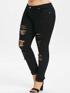 Jean en denim stretch taille mi-haute pour femme, coupe crayon, grande taille, style décontracté, imprimé léopard, avec ceinture, tendance et très demandé - Product Image 2