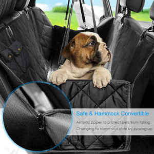 Housse de siège auto pour chien matelassée noire de qualité supérieure avec rabats latéraux, fenêtre en maille et poche de rangement, anti-UV, anti-rayures - Product Image 4