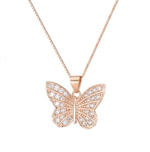 Classic Best Selling 925 Sterling <b>Silver</b> Lab Grown Diamond Pave Set Diamond Butterfly Pendant <b>Necklace</b> Birthday Gift for Her - Product Image 4