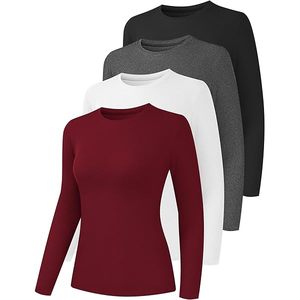 Loose fit womens polyester <b>long</b> <b>sleeve</b> tshirt custom logo solid color casual fall <b>base</b> <b>layer</b> group activities apparel - Product Image 1