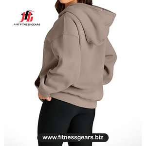 Sweat à capuche oversize en coton, molleton uni, manches longues, respirant, idéal pour l'automne, confortable pour l'hiver - Product Image 2