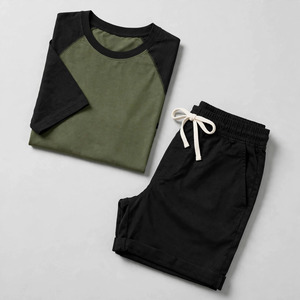 2026 Wholesale Summer Men's Casual Shorts <b>Set</b> Plain Color Solid 100% Cotton Jersey Quick Dry Knitted Customized Logo <b>Twin</b> <b>Set</b> - Product Image 4