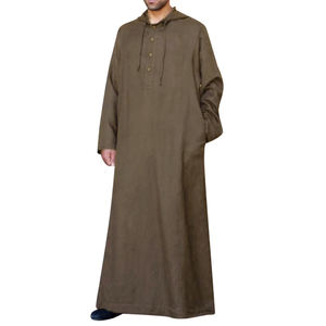 Abaya Abierta Bordada de Alta Calidad para Hombre Musulmán, Jubba Thobe, Cardigan, Eid, Ramadán, Algodón Transpirable de Secado Rápido, Ropa Étnica - Product Image 1