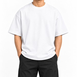 เสื้อยืดโอเวอร์ไซส์ผู้ชายผ้าฝ้าย 100% สีพื้น พิมพ์ลายโลโก้ดิจิทัล น้ำหนัก 180GSM ทรงหลวม สไตล์ฮิปฮอป - Product Image 2