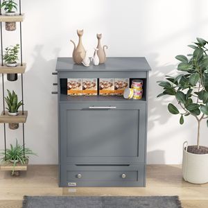 Mobiletto Contenitore Grigio per Alimenti per Animali Domestici con Ciotole Rialzate e Accessori per l'Idratazione - Product Image 6