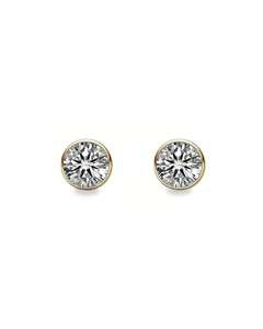 Pendientes de Diamante Moissanite con Corte Redondo y Engaste de Bisel, Chapados en Oro con Plata de Ley 925, Joyería Elegante para Mujer, Regalo - Product Image 3