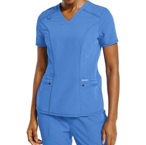 Conjunto de Uniforme Médico Rosa de Algodón para Mujer, Blusa de Manga Corta y Pantalones, Uniformes de Hospital para Personal Médico con Presilla para Estetoscopio y Detección de Agujas - Product Image 2