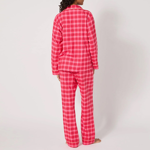 Conjunto de Pijama de Franela de Manga Larga, Algodón Orgánico, Pijama Ecológico de Dos Piezas para Mujer, Ropa de Dormir Personalizada a Rayas - Product Image 2