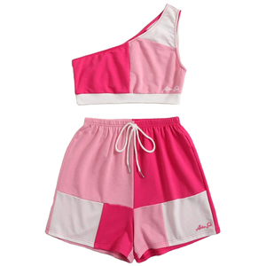 Ensemble de vêtements de sport pour femmes grandes tailles, personnalisable en gros, avec débardeur à séchage rapide, short de sport respirant effet push-up et logo frontal - Product Image 1