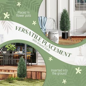 Set di 2 Alberi di Cipresso Artificiali da 110 cm, Resistenti ai Raggi UV, per Interni ed Esterni, con Picchetto di Supporto per Giardino - Product Image 6