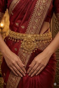 เข็มขัดคาดเอวแบบโบราณชุบทองประดับทับทิม ดีไซน์เทพีคุรุปัญญา สำหรับเจ้าสาว - Product Image 2